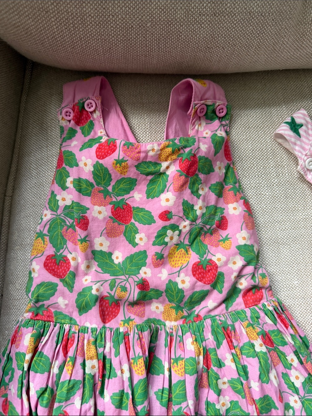 Mini Boden Pink Striped Embroidered Sundress with Sea Motifs, 2 pc bundle - Picture 2 of 7